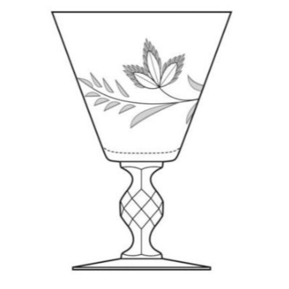 Morgantown Etched Crystal Low Sherbet Glass 4" Vintage Laurel Wreath Cut Stem - Picture 2 of 16